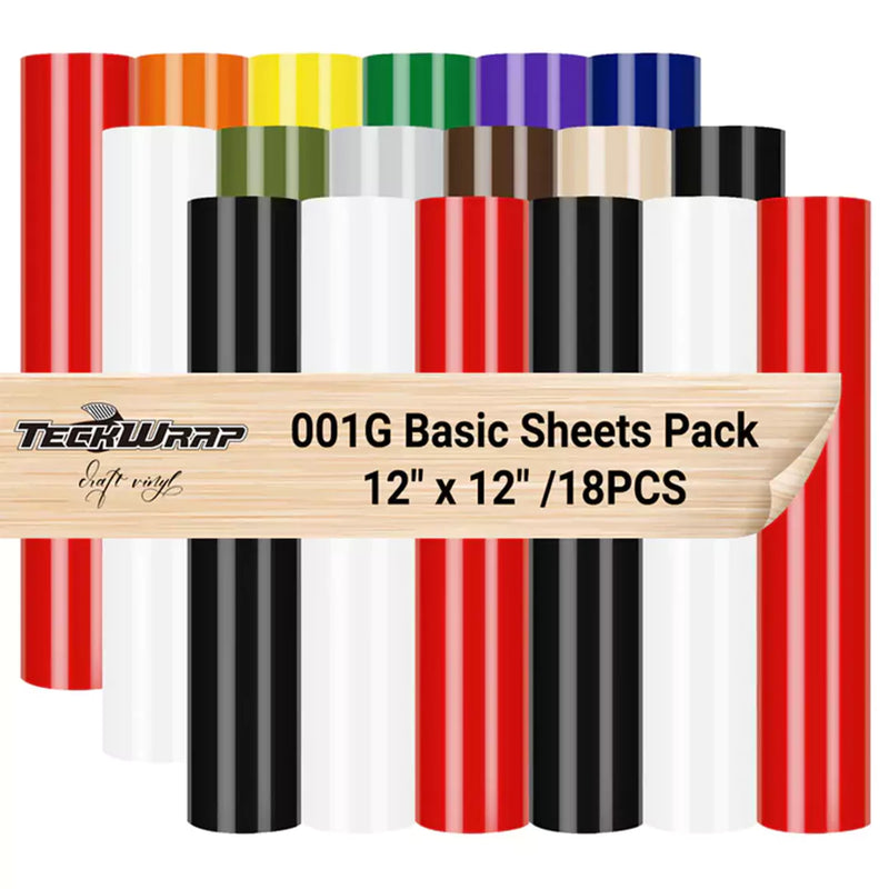 001G Glossy Basic Colour Sheets Pack (18 PCS) - TeckWrap