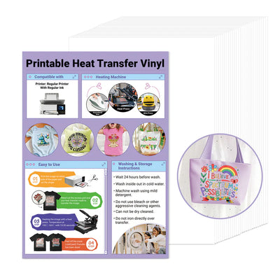 Printable Heat Transfer Vinyl Sheets (Inkjet) 15pcs TeckWrap Sticky