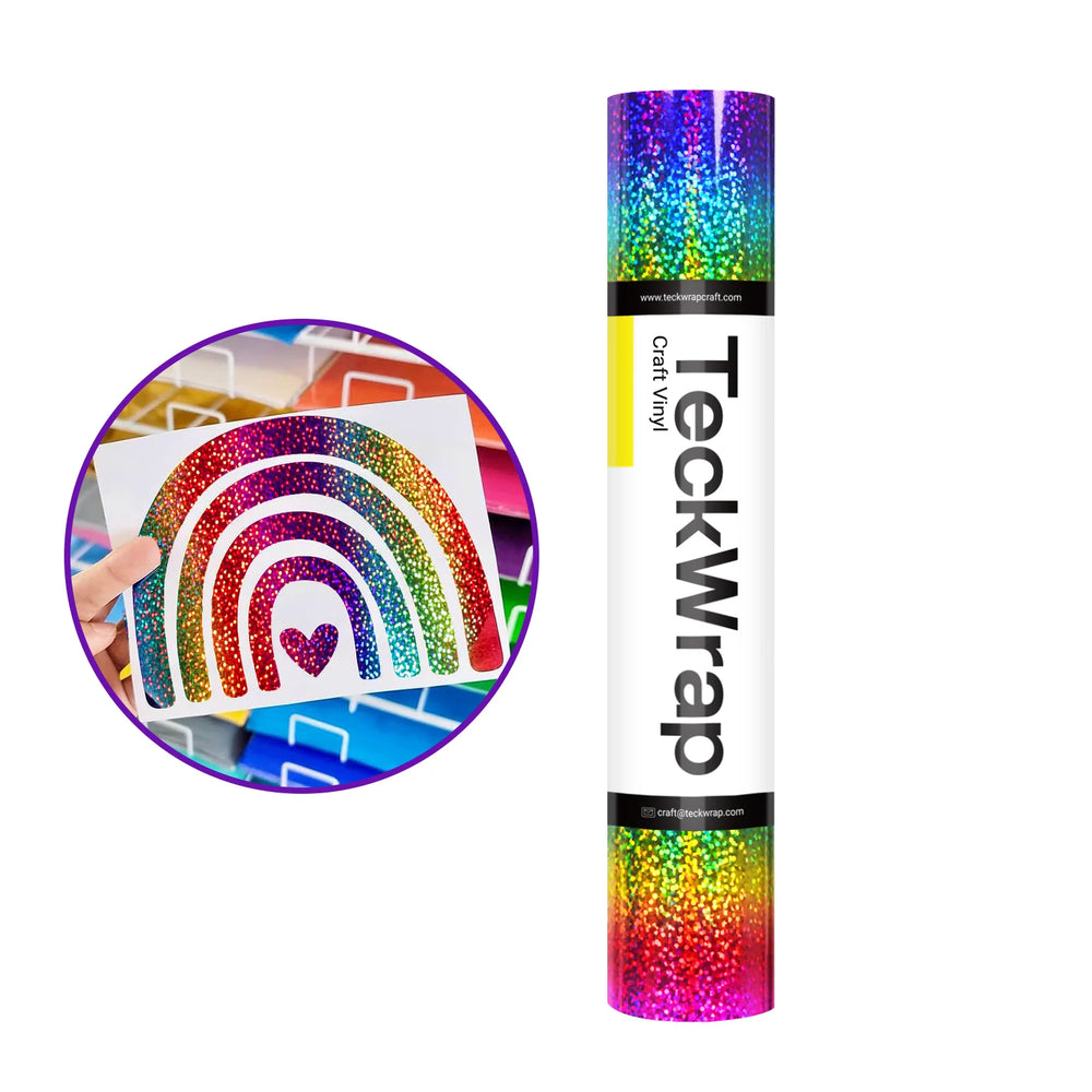 Rainbow Sparkle Holographic - TeckWrap Permanent Adhesive Vinyl