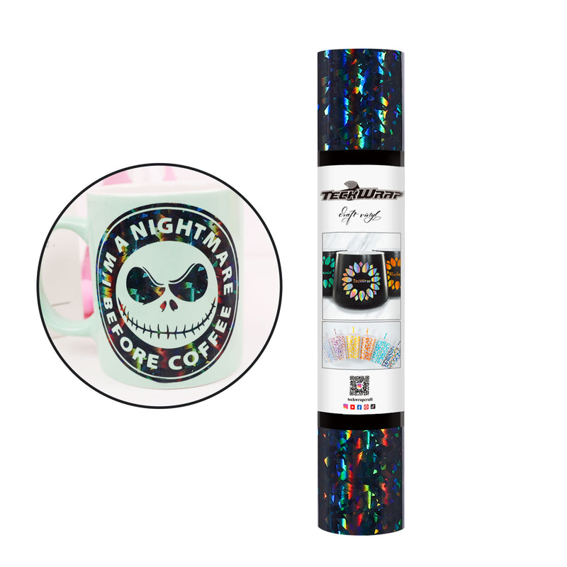 Holographic Glass Flower 1.52m Roll - TeckWrap Permanent Adhesive Vinyl