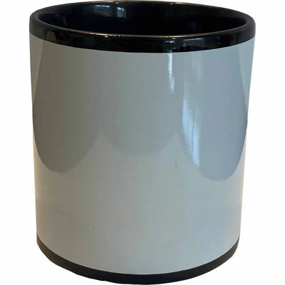 Ceramic Mug 11oz Black w White Panel - Sublimation Blank
