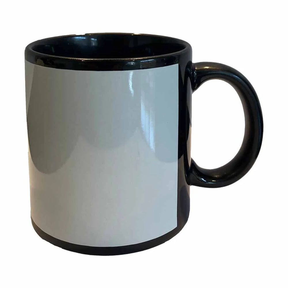 Ceramic Mug 11oz Black w White Panel - Sublimation Blank