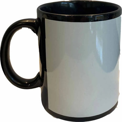 Ceramic Mug 11oz Black w White Panel - Sublimation Blank