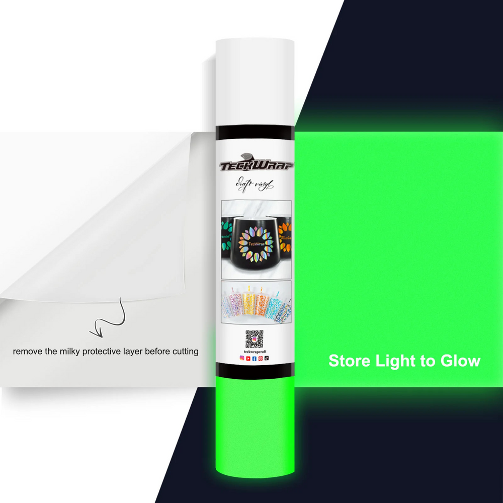 Glow in the Dark 1.52m Roll - TeckWrap Permanent Adhesive Vinyl