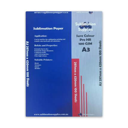 Sure Colour Sublimation A3 100gsm Paper - 100 Sheets