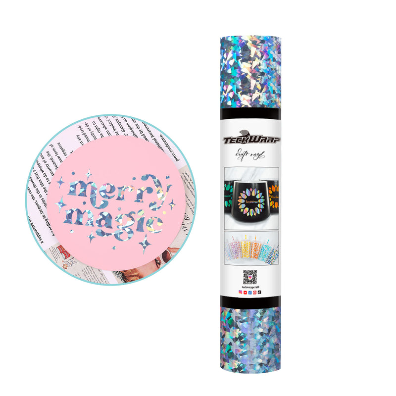 Holographic Glass Flower 1.52m Roll - TeckWrap Permanent Adhesive Vinyl