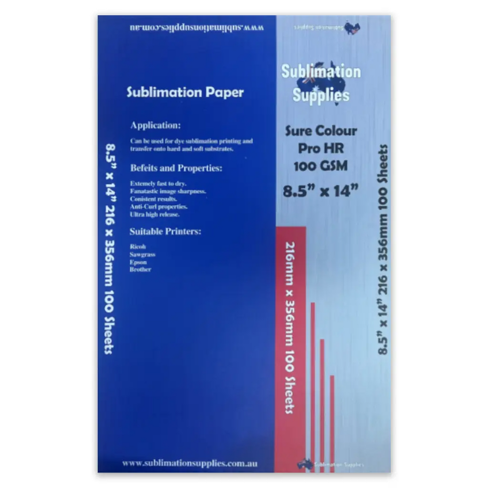 US Legal Sure Colour Pro 100gsm Sublimation Paper 100 Sheets