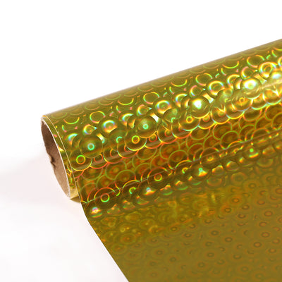 Bubble Holographic - Permanent Adhesive Vinyl - Gold