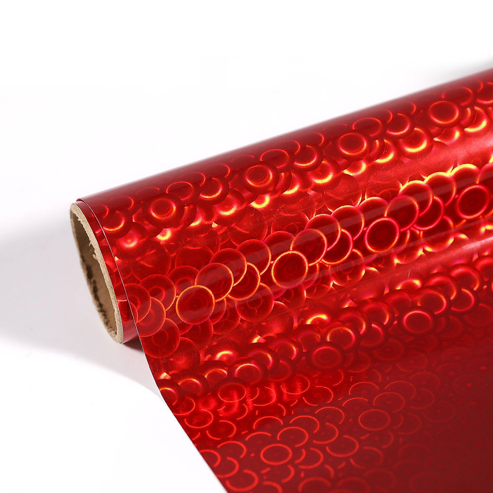 Bubble Holographic - Permanent Adhesive Vinyl - Red