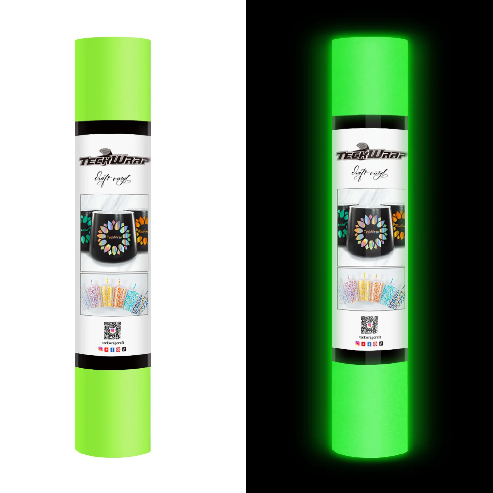 Glow In The Dark 1 52m Roll Teckwrap Permanent Adhesive Vinyl Sticky Vinyl Australia