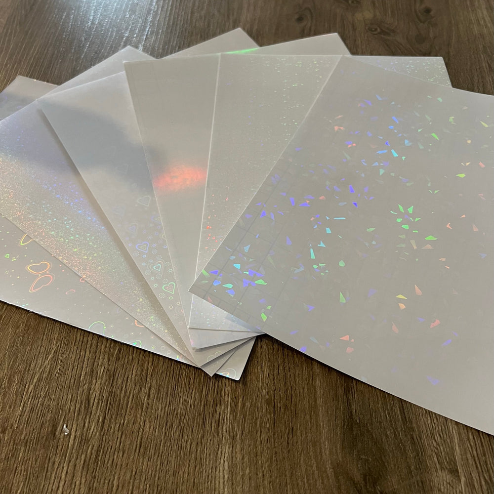 Clear Holographic - Permanent Adhesive Vinyl A4 Sheet - 6 Pack